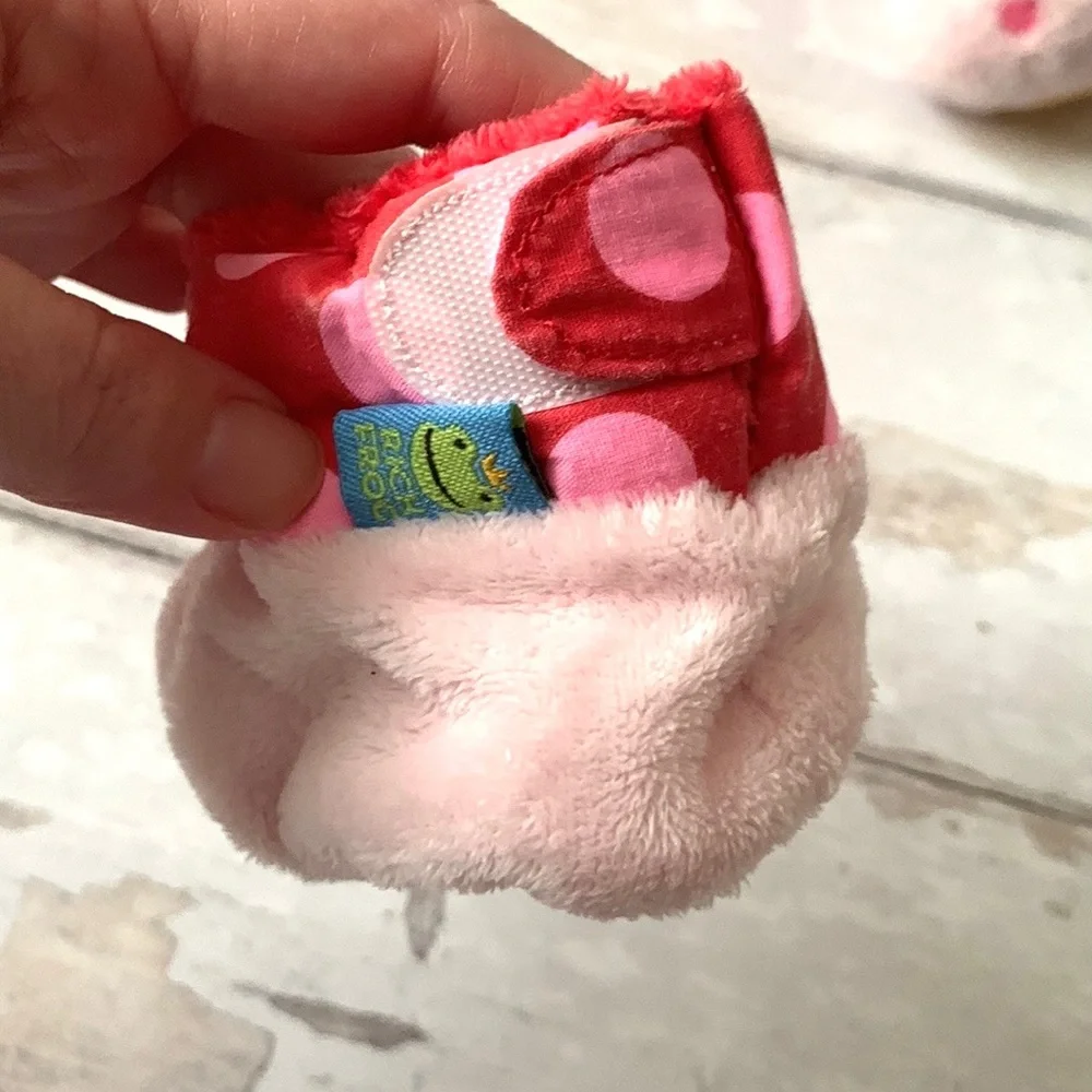 Rich Frog Baby Girl Booties Pink Bunny Rabbit With Ears Punk Red Velcro Strap